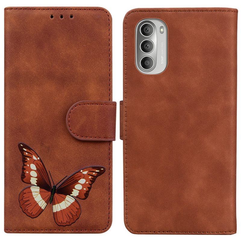 δερματινη θηκη Moto G51 5G Skin-touch Butterfly